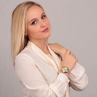 lucien rochat ladies quartz two tone white dial bracelet watch