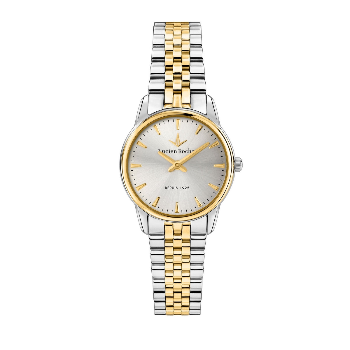 lucien rochat ladies quartz two tone white dial bracelet watch