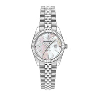 lucien rochat ladies quartz stainless steel mop dial bracelet watch