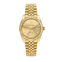 lucien rochat ladies quartz gold plated champagne dial bracelet watch