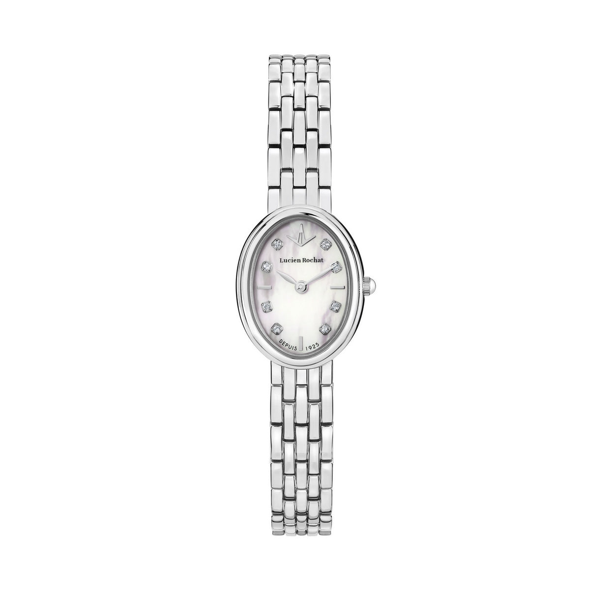 lucien rochat pr�cieux 20mm 2h mop diamond dial stainless steel bracelet