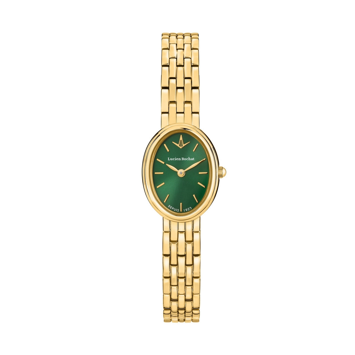 lucien rochat pr�cieux 20mm 2h green dial gold plated bracelet