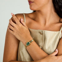 lucien rochat pr�cieux 20mm 2h green dial gold plated bracelet