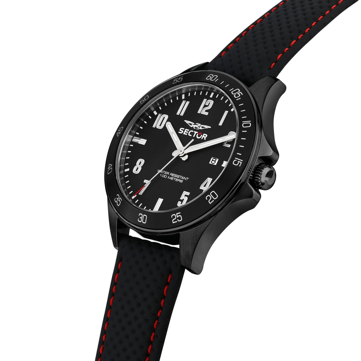 sector 230 43mm 3h black dial black st