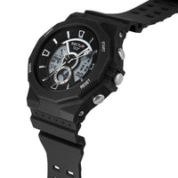 sector digital dual time, chime, stopwatch, black silicone watch