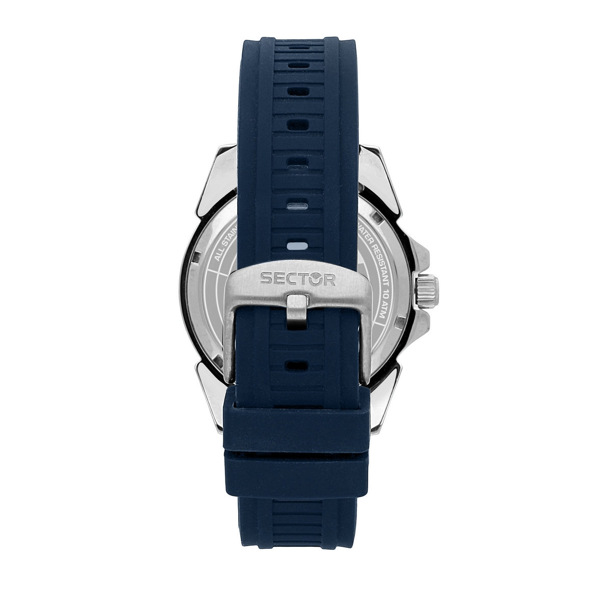 sector  450 41mm 3 hand blue dial blue silicone strap watch