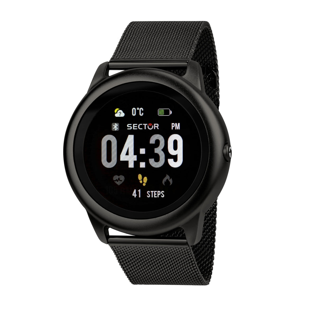 sector multi function smart watch s-01 ip black mesh bracelet