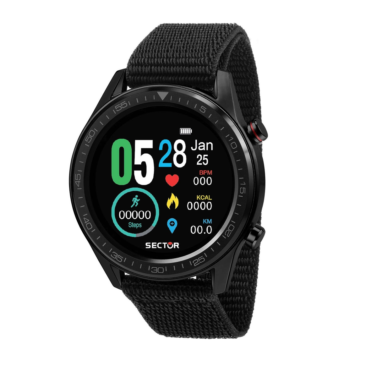 sector multi function smart watch s-02 black nylon strap