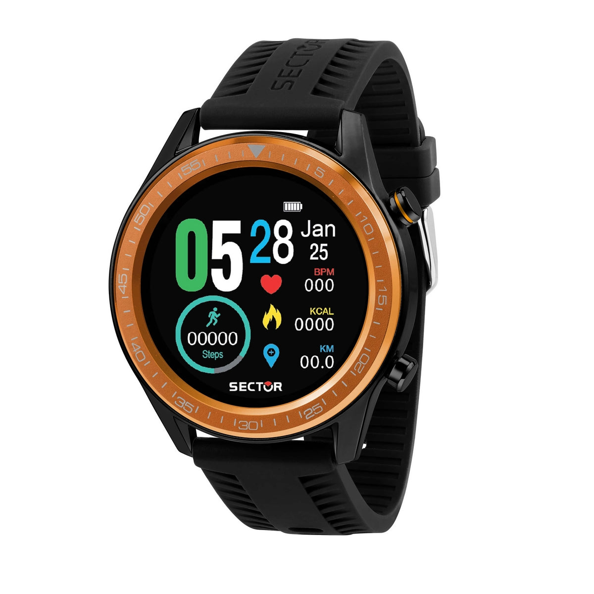 sector multi function smart watch s-02 black silicone strap