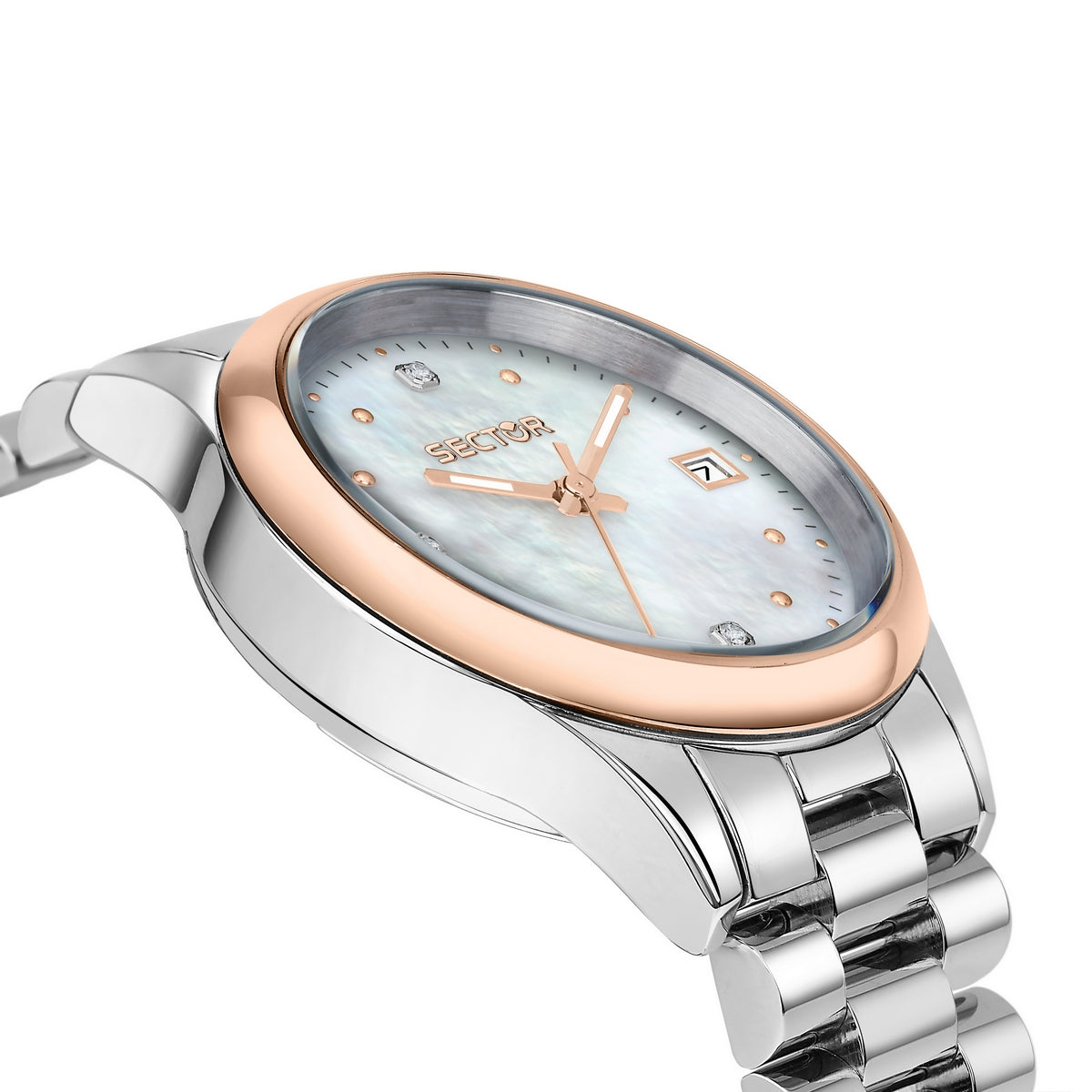 sector quartz ladies two tone mop dial  bracelet watch