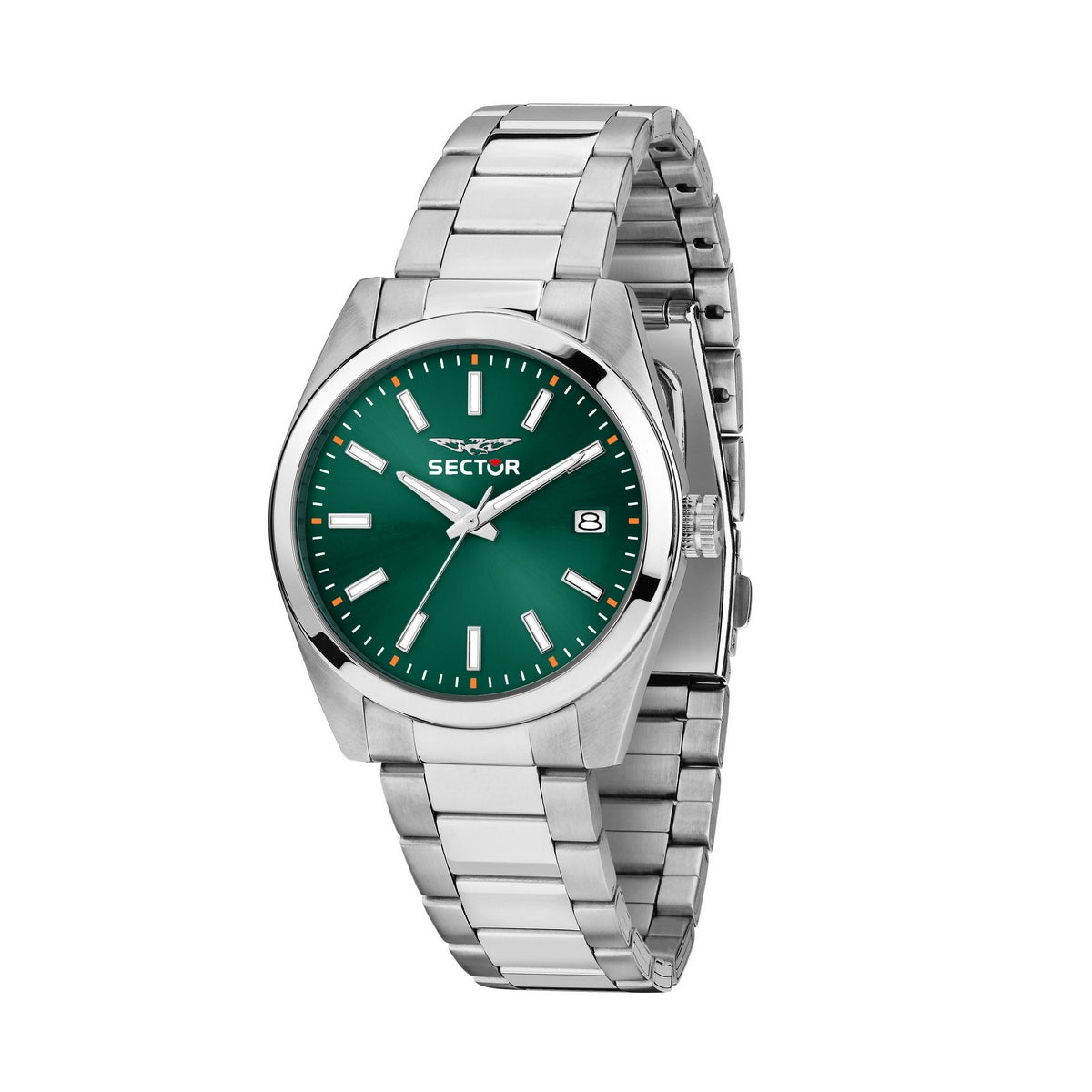 sector no limits 240 37mm 3h green dial stainless steel bracelet watch