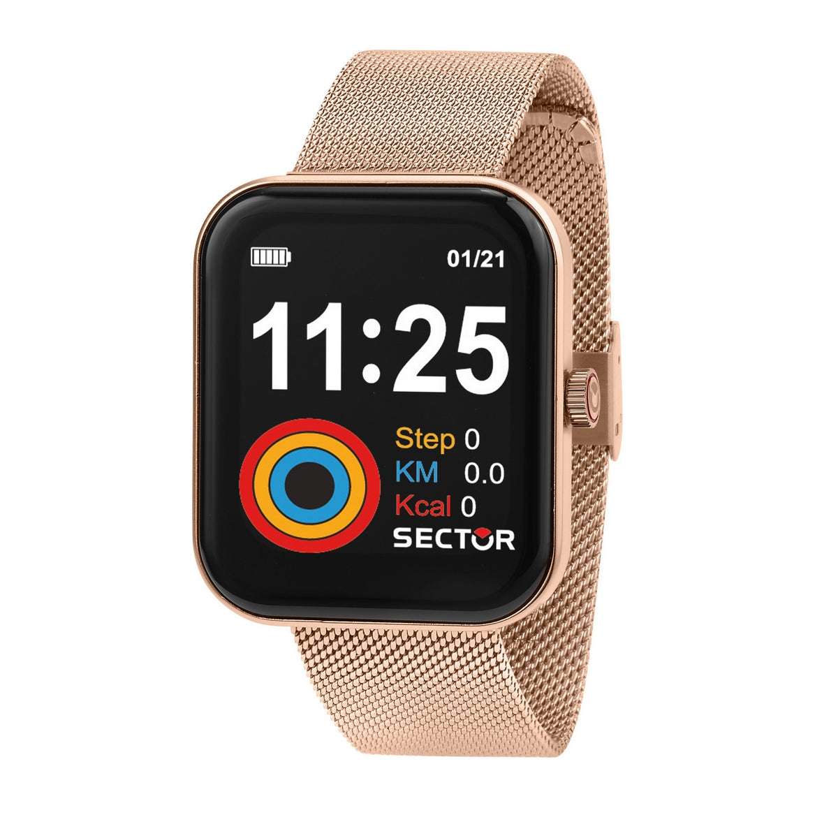 sector s-03 smart 43.5x36.5mm digital mesh rose gold bracelet