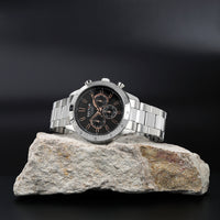 sector chronograph stainless steel black dial bracelet watch