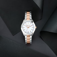 sector quartz ladies mother of pearl dial two tone bracelet watch