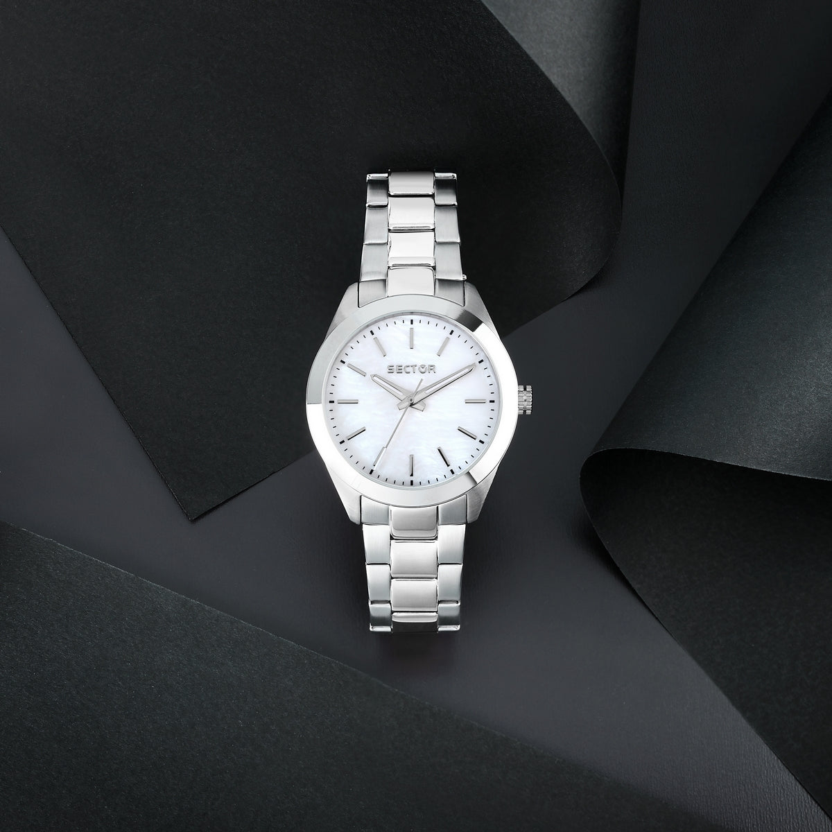 sector quartz ladies mother of pearl dial stainless steel bracelet watch