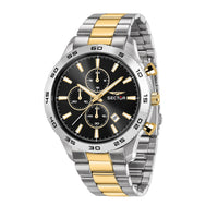sector no limits 270 45mm chrono black dial stainless steel and gold plated bracelet watch