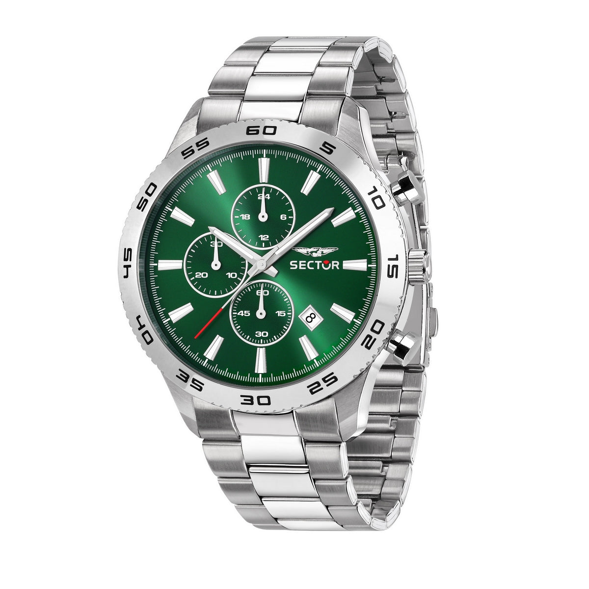 sector no limits 270 45mm chrono green dial stainless steel bracelet watch