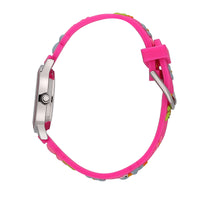 kikou hobby 28mm  white dial fuchsia pvc strap