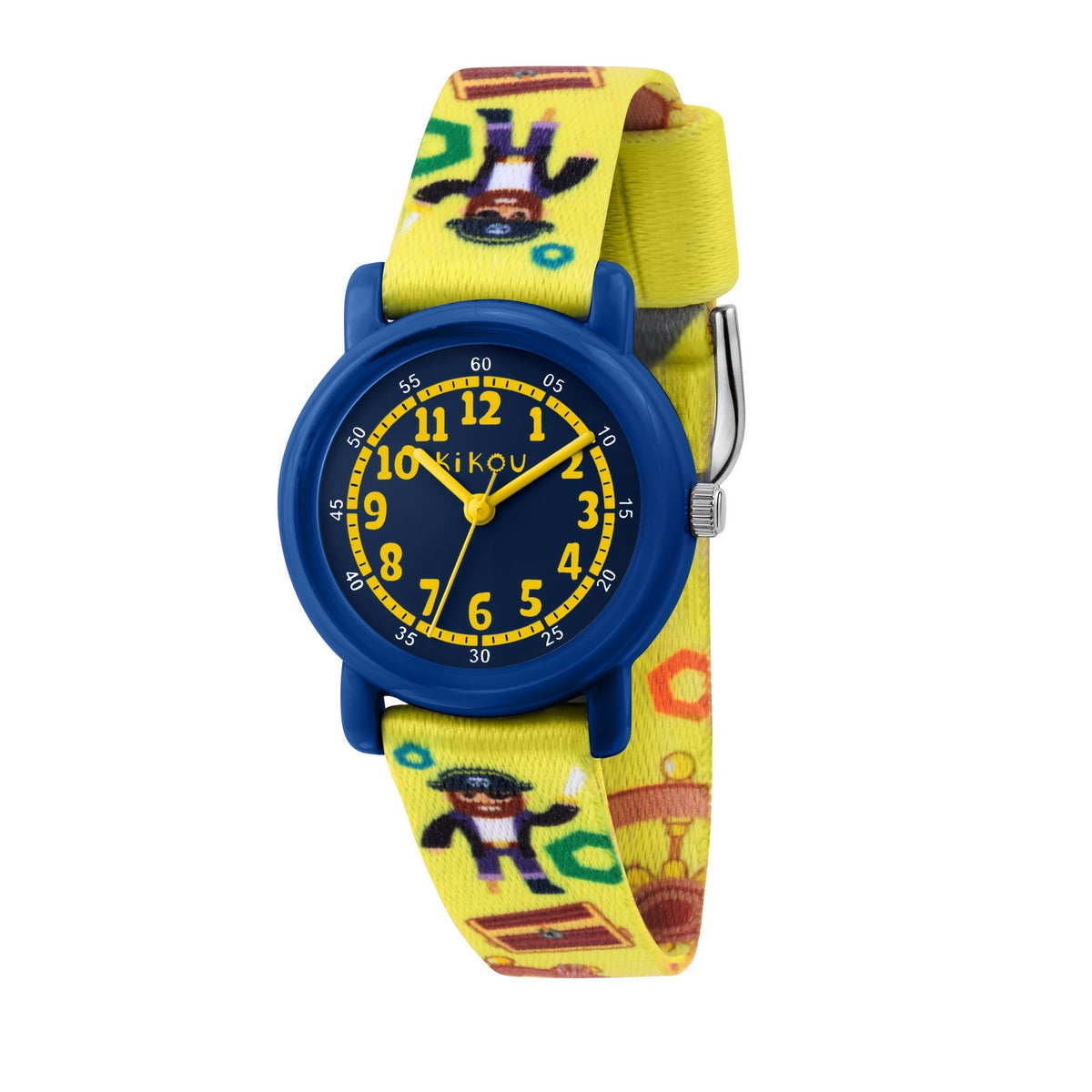 kikou kids cartoon 28mm  blue dial yellow strap watch