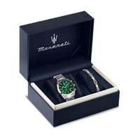 maserati attrazione 43mm mlt green dial ss bracelet+jewel set