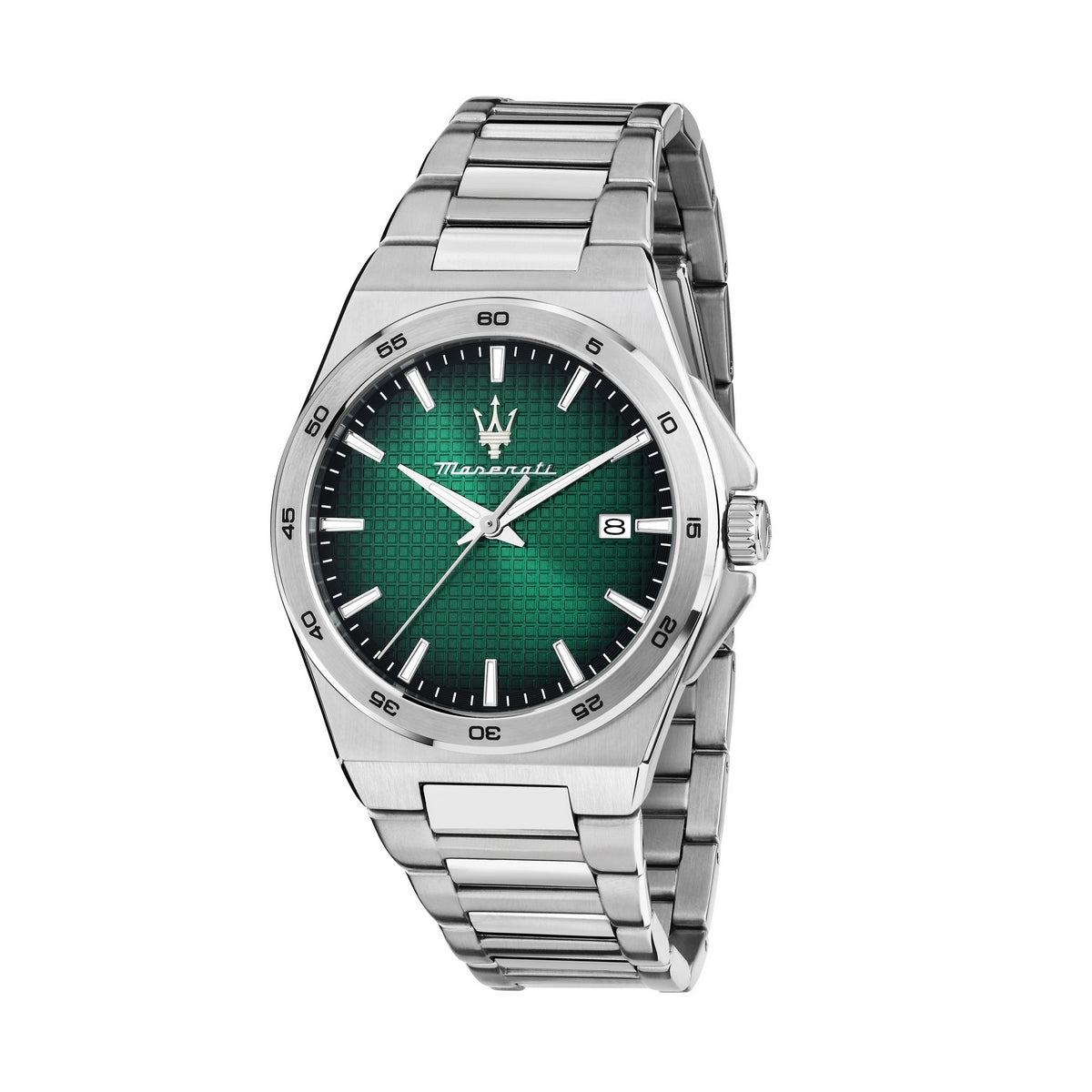 maserati velocit� slim 40mm 3h black+green dial stainless steel bracelet