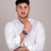 maserati epoca 42mm chrono blue dial brown strap