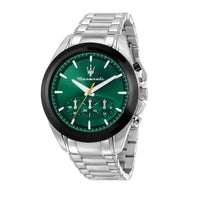 maserati traguardo 43mm chrono green dial stainless steel bracelet