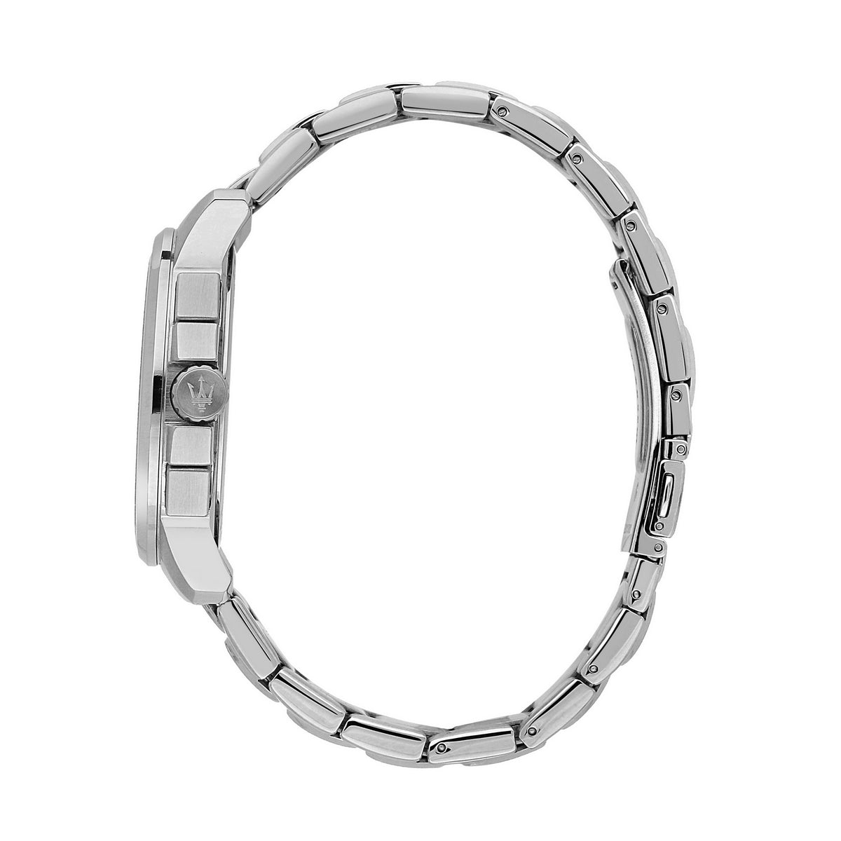 maserati successo 42mm chrono white silver dial stainless steel bracelet