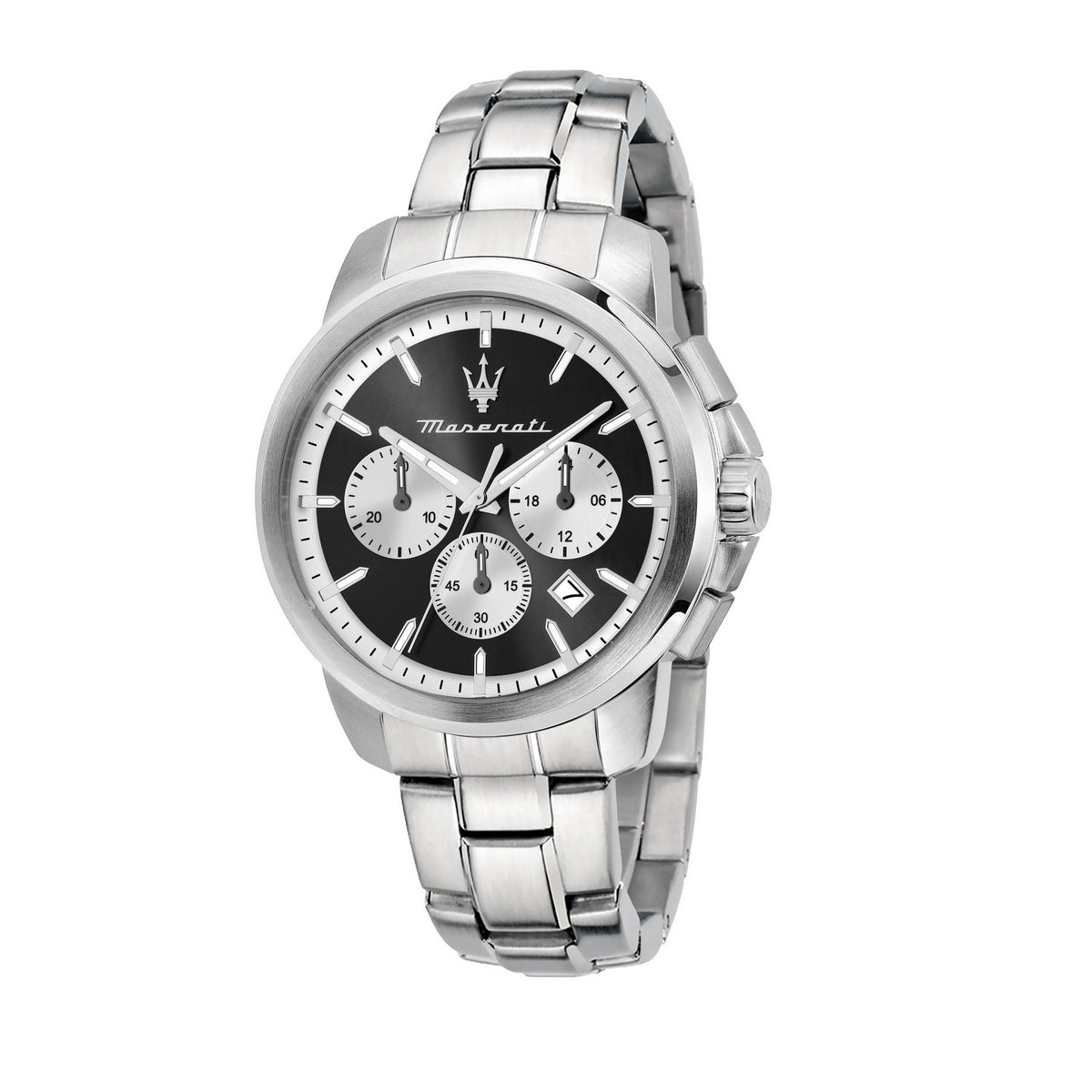 maserati successo 42mm chrono blk/wil dial stainless steel bracelet
