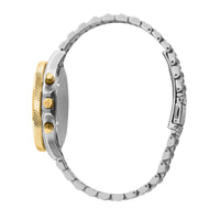 maserati sfida 44mm chronograph with silver dial stainless steel & yellow gold bracelet