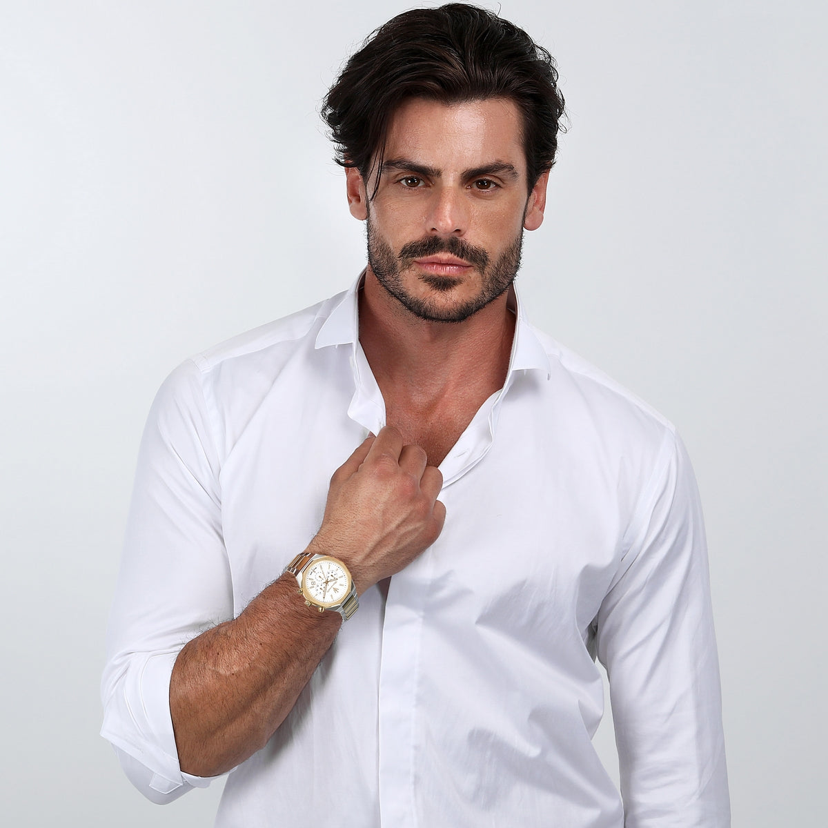 maserati stile 45mm chro w/silver dial br ss+yg