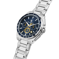 maserati velocita 43mm chrono blue dial stainless steel bracelet+blu s