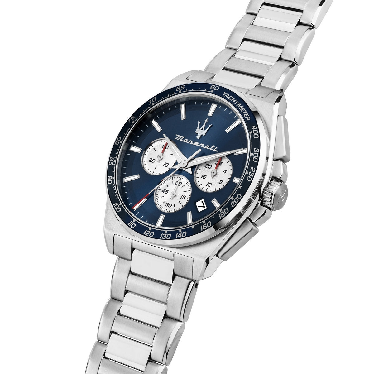 maserati velocita 43mm chrono blue dial stainless steel bracelet