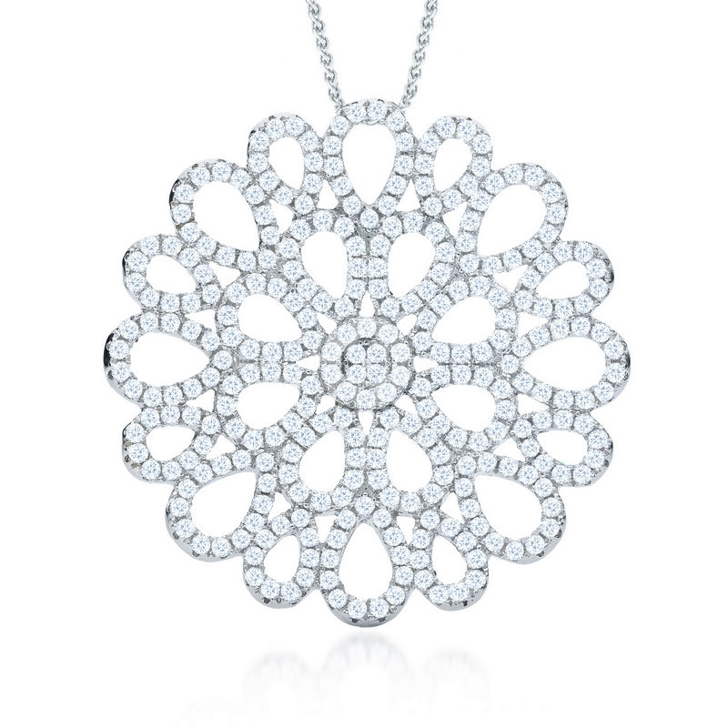 large floral design sterling silver pendant.