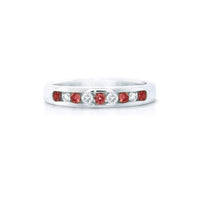 sterling silver ring with ruby-like stones, size 53