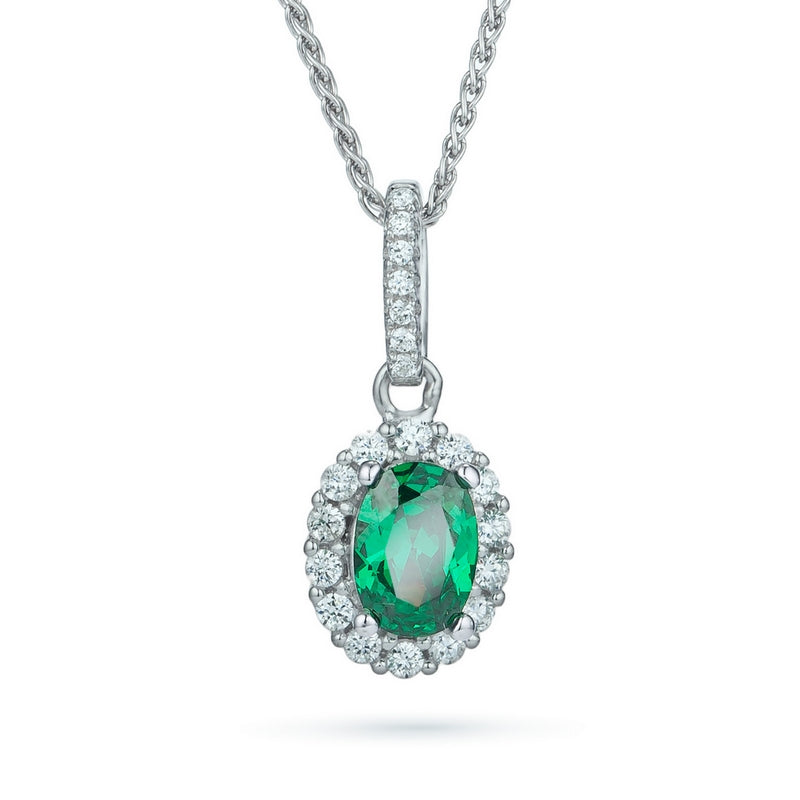 sterling silver pendant with a elegant emerald-like centre stone.