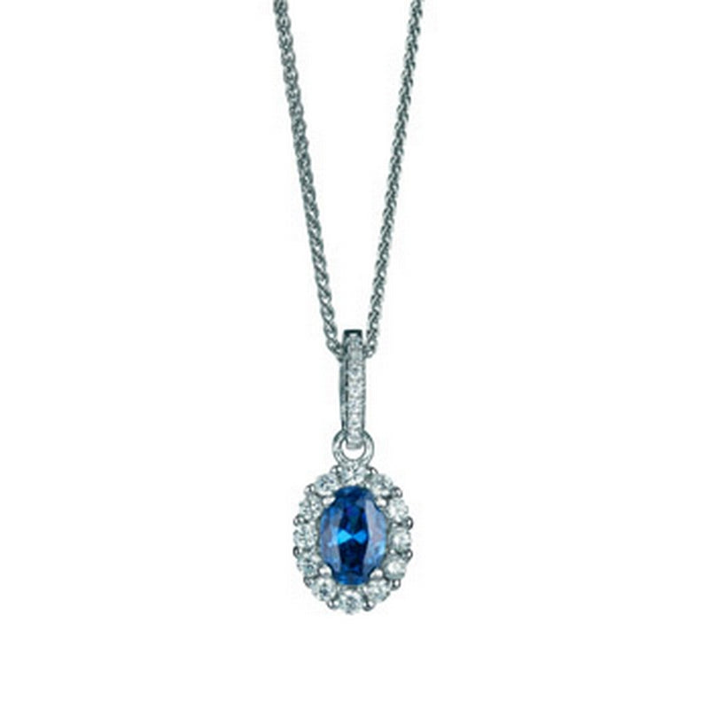 sterling silver pendant with a elegant sapphire-like centre stone.