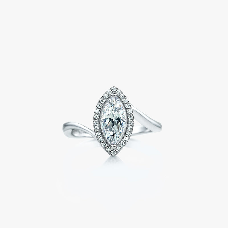 marquise raised center white stone with stonset outline size 54
