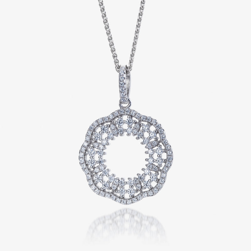 real effect stone-set flower outline with half cubic zirconia filling. hand finished with our finest sterling silver.