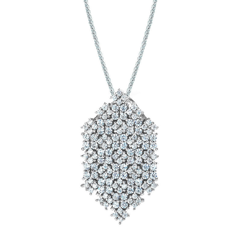 real effect stone set cluster diamond shape pendant