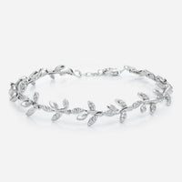 elegant floral bracelet with fine sterling silver and zirconia gemstones