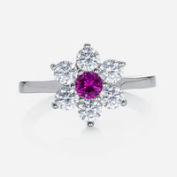classic floral ring cluster with zirconia centrepiece in fine sterling silver