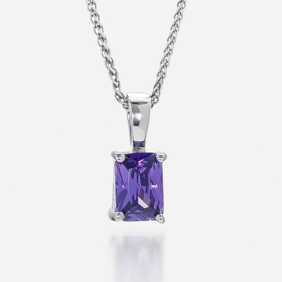 petite rectangular zirocnia cut in fine sterling silver