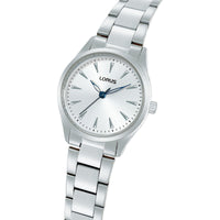 lorus quartz ladies stainless steel white dial bracelet watch