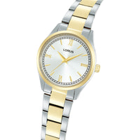 lorus quartz ladies two tone white dial bracelet watch