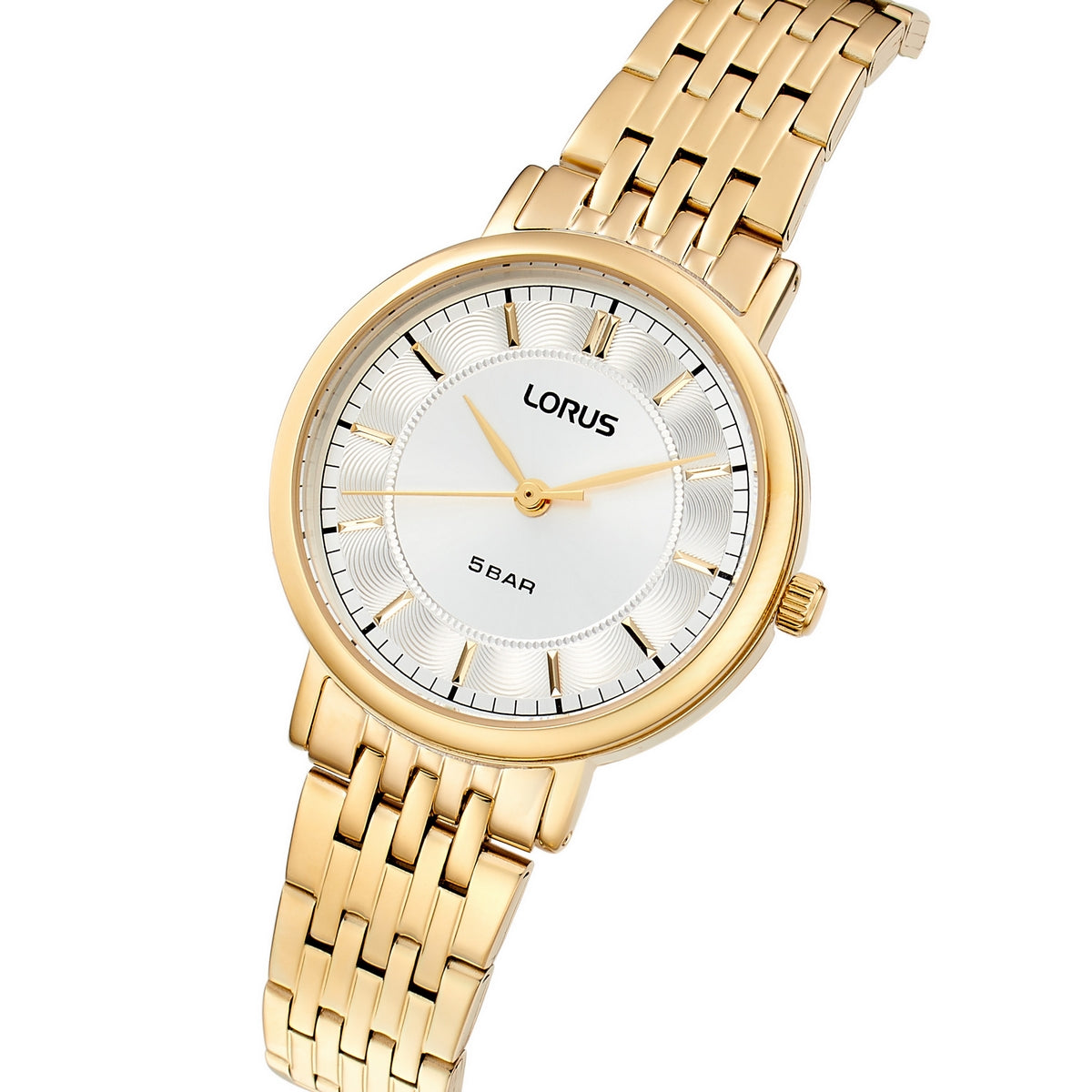 lorus quartz ladies gold plated white dial bracelet watch