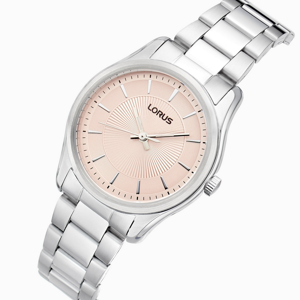 lorus quartz ladies stainless steel pink dial bracelet watch