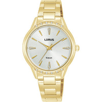 lorus quartz ladies gold plated white dial bracelet watch