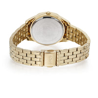 lorus quartz ladies gold plated champagne dial bracelet watch