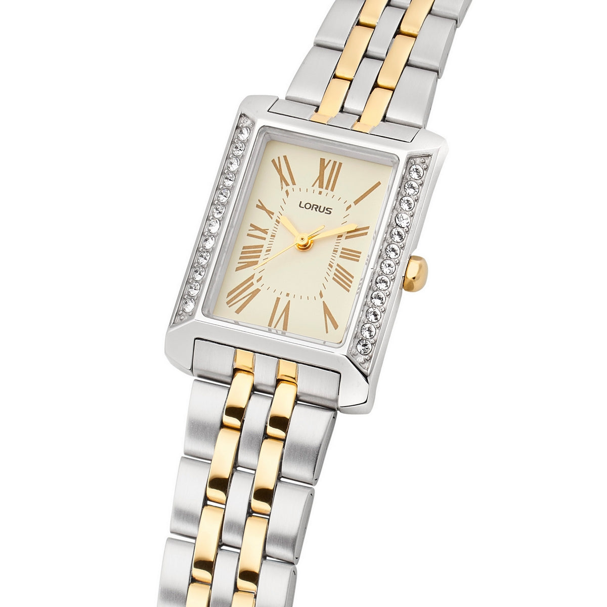 lorus quartz ladies two tone white dial bracelet watch